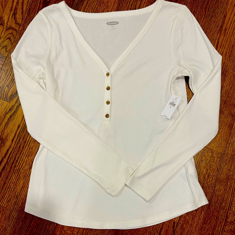 BRAND NEW with tags Old Navy white long sleeve Henley